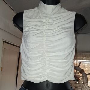 Cotton Candy White Ruched Crop Top